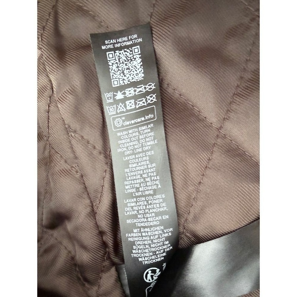 Topman Mens Dark Brown Faux Vegan Leather Trucker Jacket Size S Quilted Lined - Picture 11 of 14